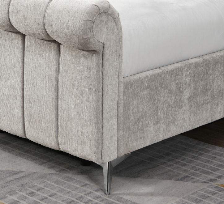Thumbnail: Carlow Velvet Beige Side Lift Ottoman Storage Bed 