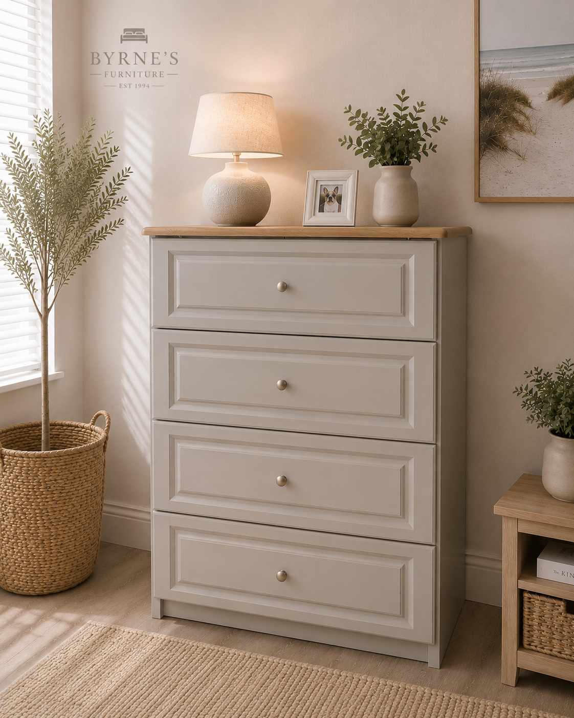 Kinvara Grey & Oak 4 Drawer Chest of Drawers | Made in Ireland | Fully Assembled