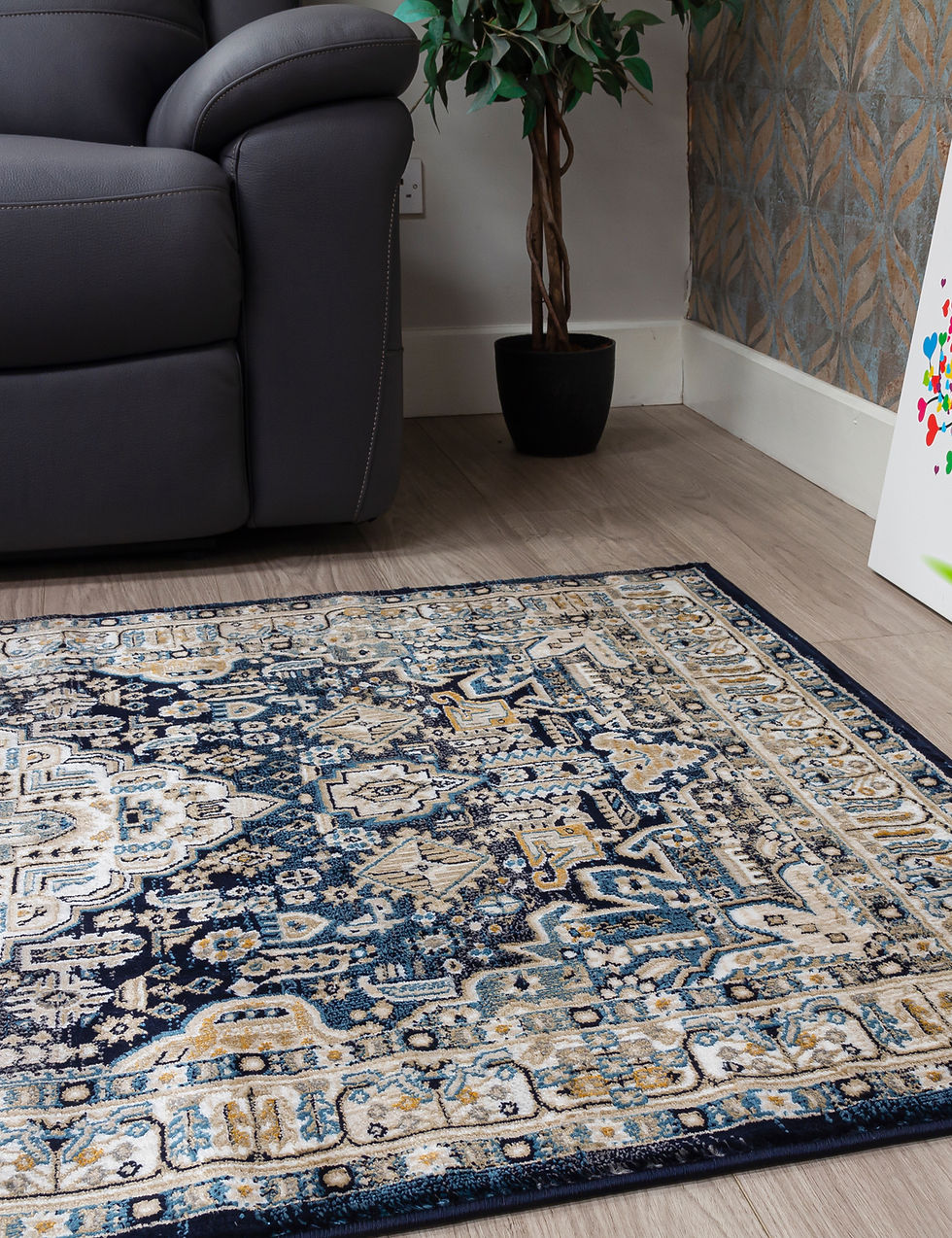 Thumbnail: Aziza Medallion Traditional Persian Rug - Navy