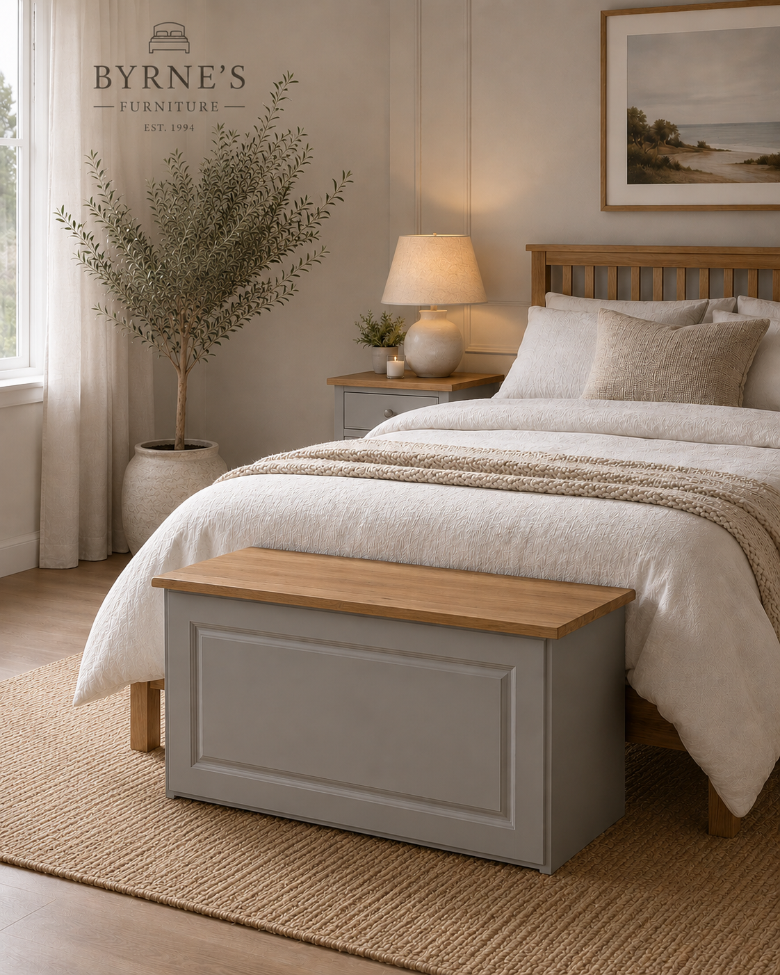 Kinvara Grey & Oak Blanket Box | Made in Ireland