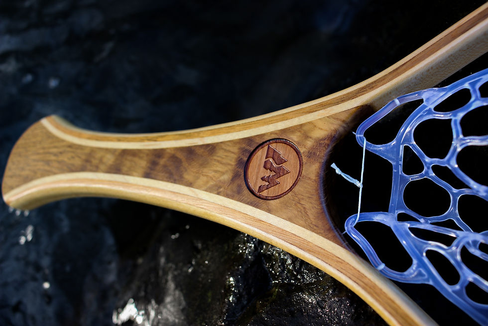 Thumbnail: white oak handcrafted wood fly fishing net, made in the USA