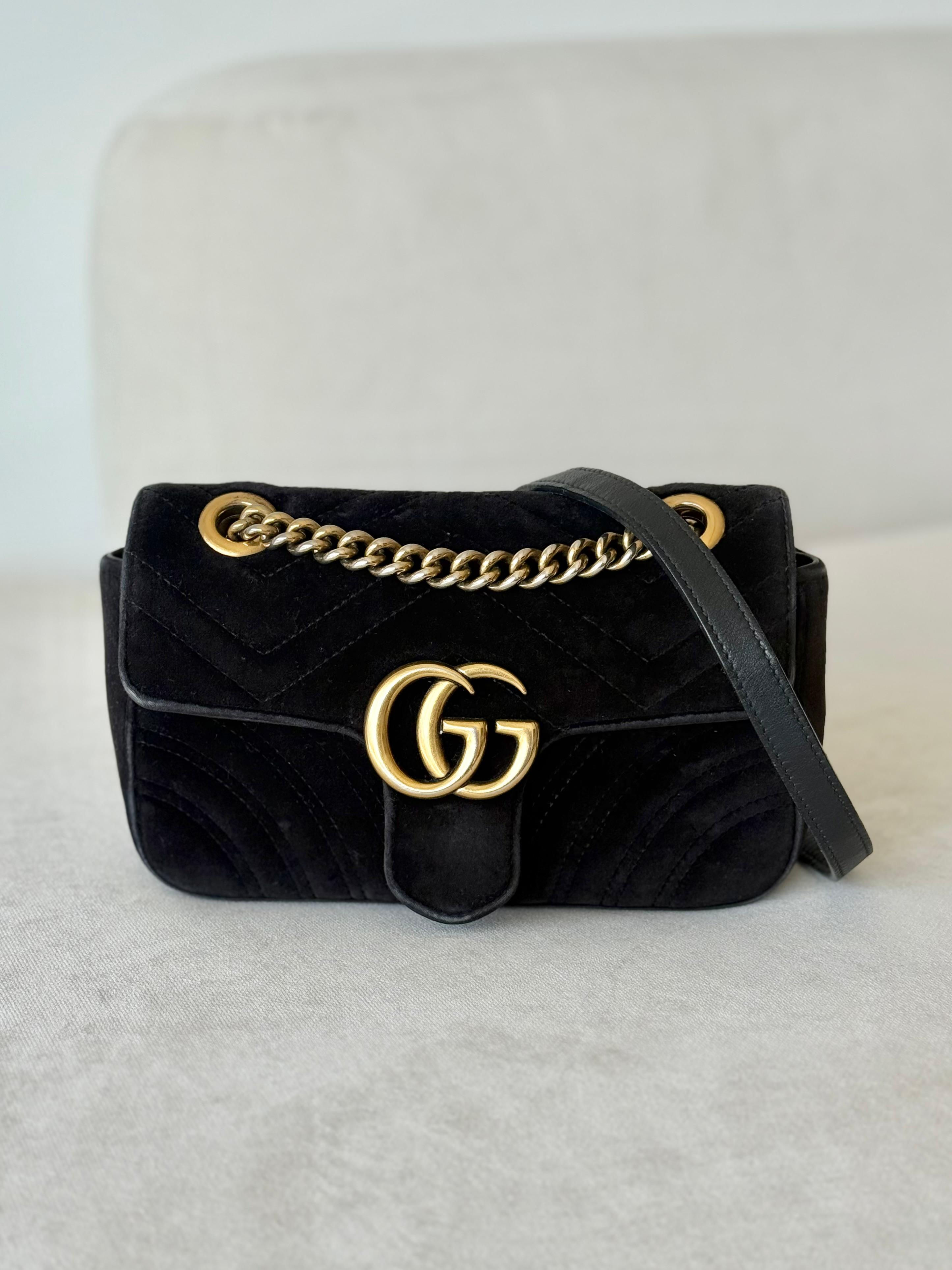 Gucci Velvet Marmont Black Flap Bag