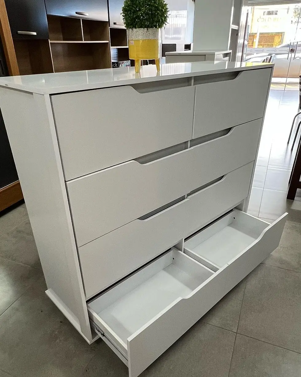 Miniatura: Cômoda Quarto Doble com 8 Gavetas e Pés branca