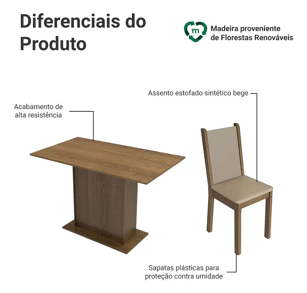 Miniatura: Conjunto Sala de Jantar 4 cadeiras