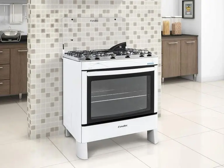 Fogão Esmaltec 5 Bocas Automático Branco Inox 95L