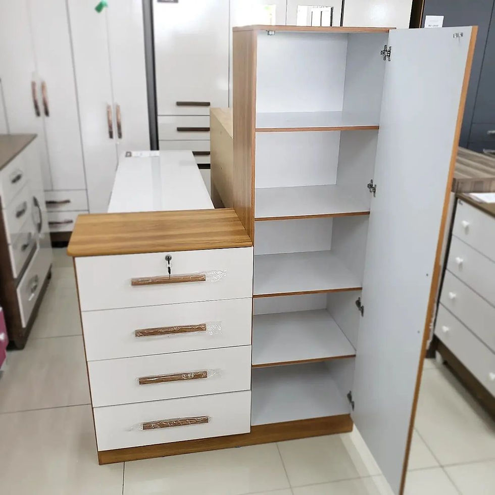 Miniatura: Cômoda Multiuso com Espelho branca e marrom