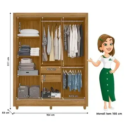 Miniatura: Guarda Roupa 3 Portas 2 Gavetas
