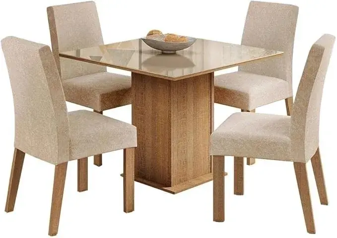 Miniatura: Mesa de Jantar Sólon 4 cadeiras com Tampo de Vidro