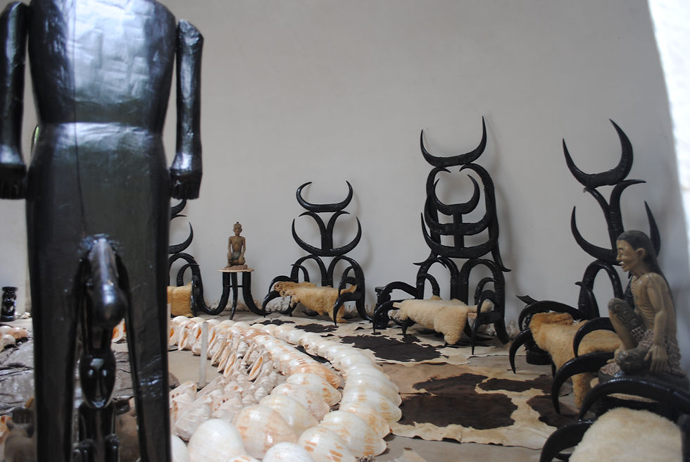 Water buffalo horns used by an artist from Chiang Rai at his museum.