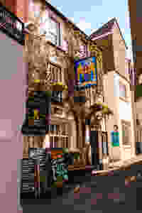 Cute little street of small town in Cornwall