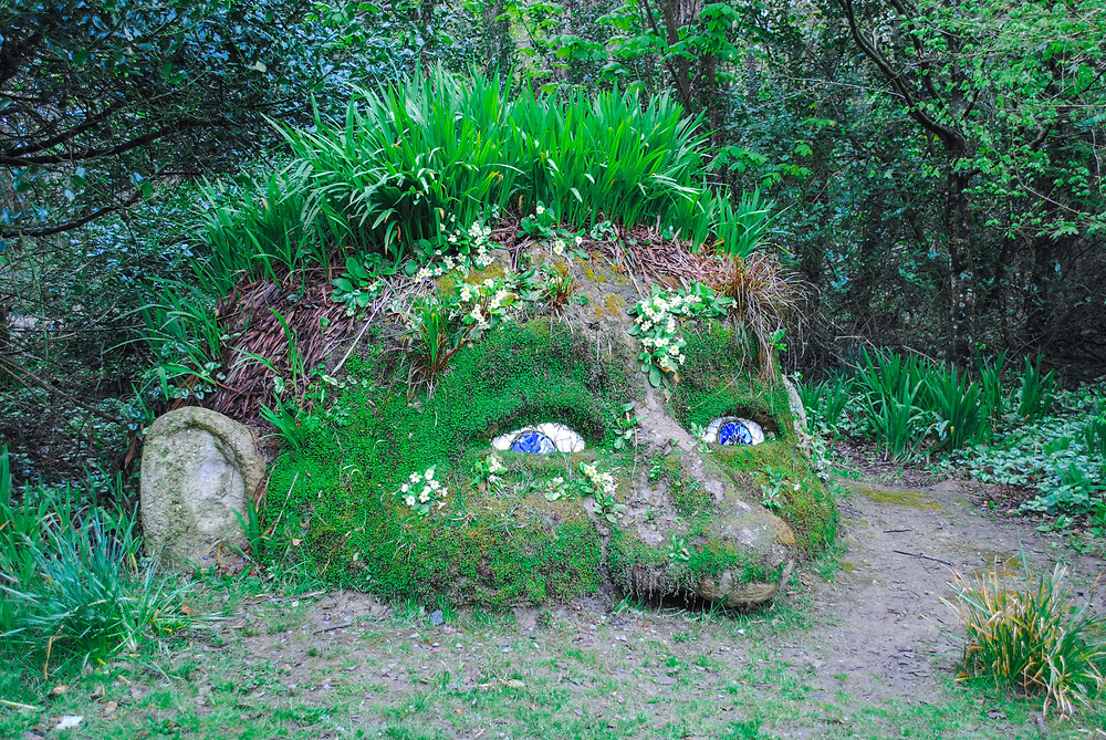 Lost garden of Heligan - face covered with grass