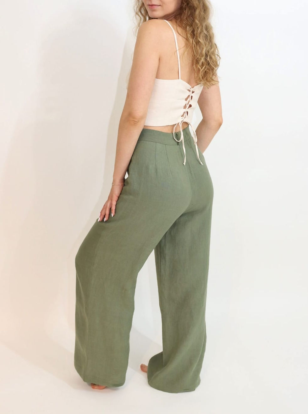 Thumbnail: SUE women's linen trousers with pockets 