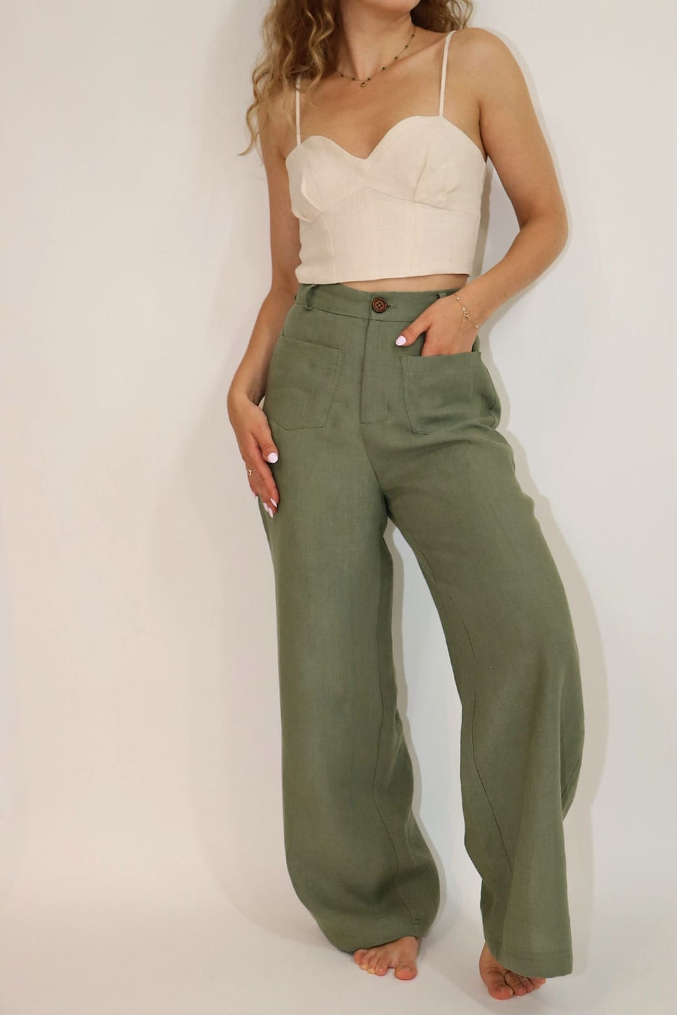 Thumbnail: AILSA women's linen crop top with straps