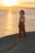 Linen elegant skinny trousers with pockets for women