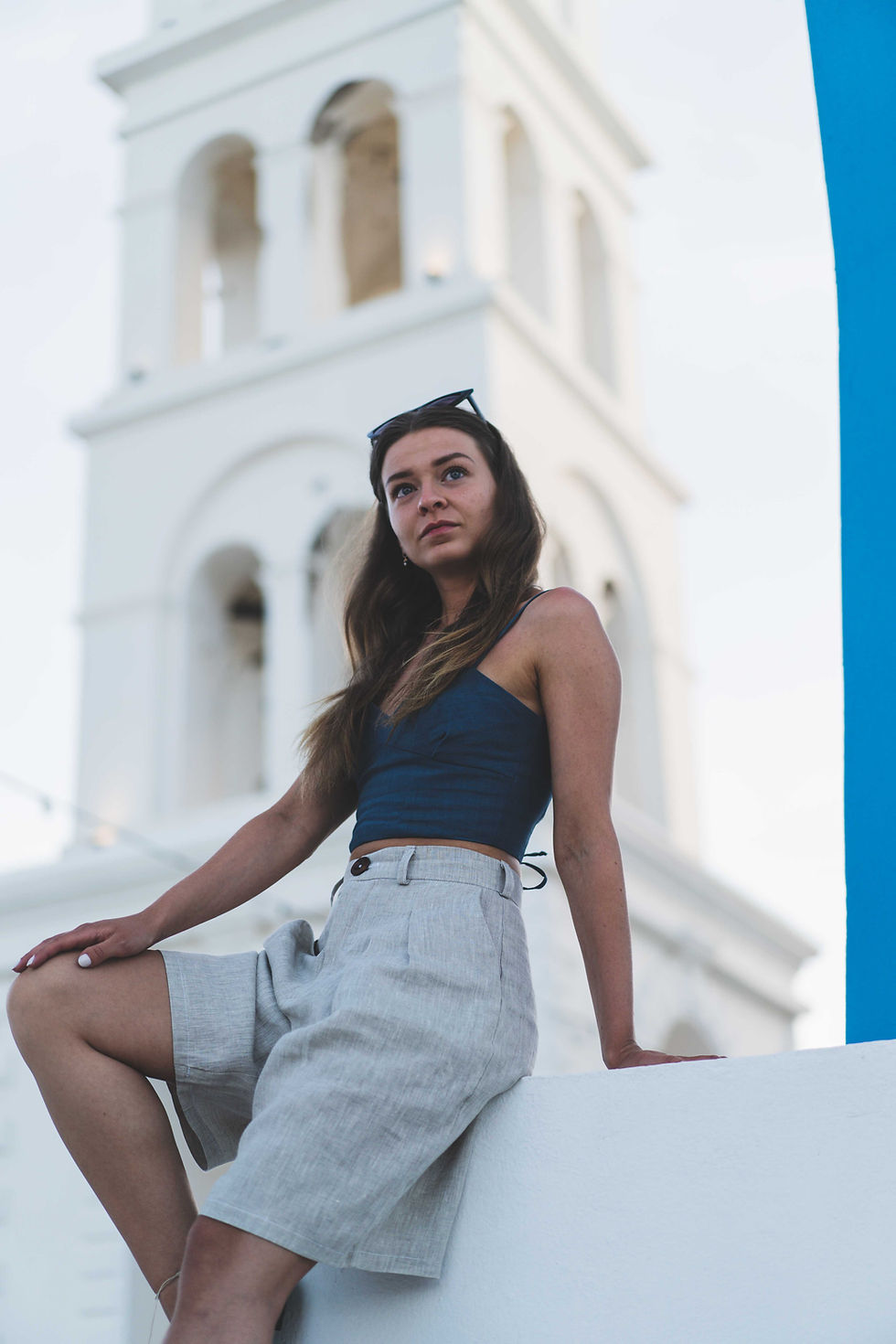 minimal linen shorts with pockets