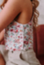 minimal women's floral linen tank top