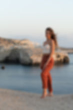 Linen skinny trousers with pockets for women