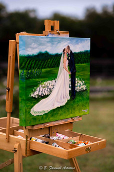 Live Wedding Painting at Stone Tower Winery in Leesburg, Virginia by Virginia Live Wedding Painting and Washington DC Live Wedding Painter Emily Farewell.