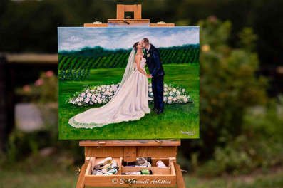 Live Wedding Painting at Stone Tower Winery in Leesburg, Virginia by Virginia Live Wedding Painting and Washington DC Live Wedding Painter Emily Farewell.