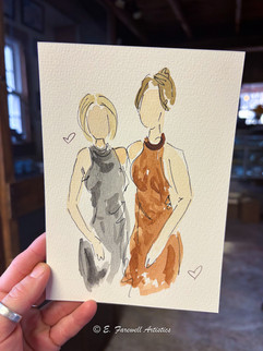 Live Watercolor Guest Portraits for a wedding in Stafford Virginia by Live Wedding Painter Emily Farewell.