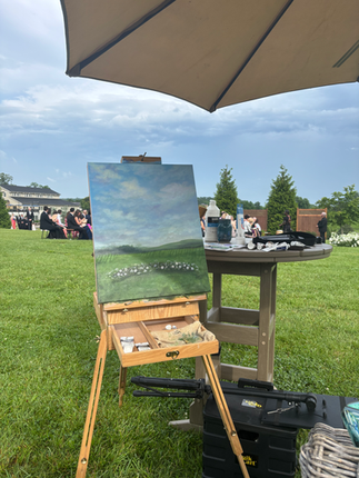Live Wedding Painting at Stone Tower Winery in Leesburg, Virginia by Virginia Live Wedding Painting and Washington DC Live Wedding Painter Emily Farewell.
