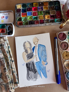 Live Watercolor Guest Portraits for a wedding in Stafford Virginia by Live Wedding Painter Emily Farewell.