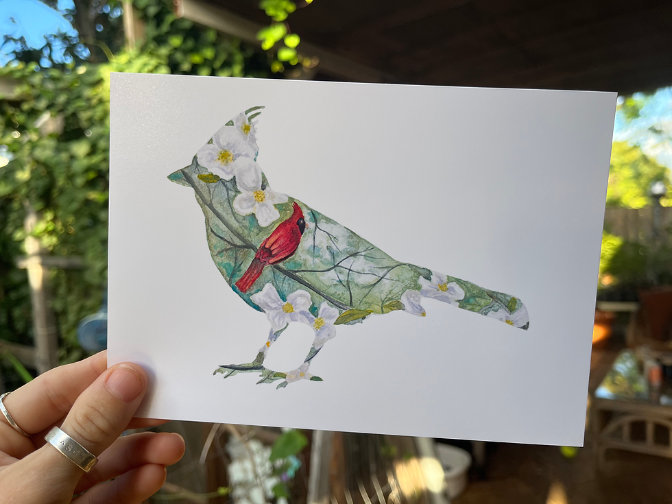 Cardinal and Dogwood Silhouette