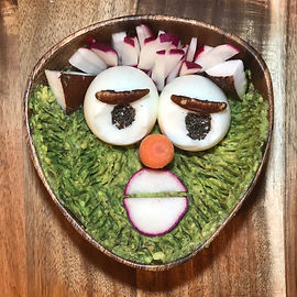 Plate - Breakfast - Avo mash, eggs, coco