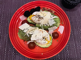 Plate - Breakfast - Poached eggs on avo.