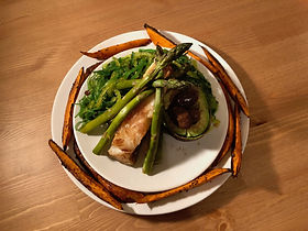 Plate - Dinner - Chilean seabass, aspara