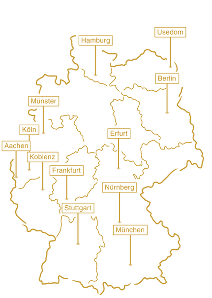 Deutschlandkarte mit kulinarischen Regionen für Spezialitäten im Restaurant Goldener Schwan am Marktplatz in Aachen