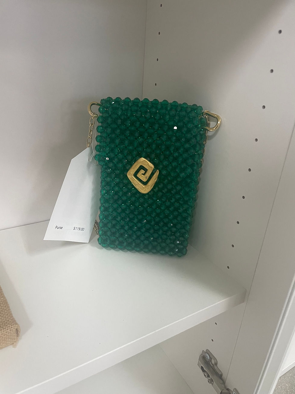Thumbnail: Beaded phone purse with vintage gold accent and chain