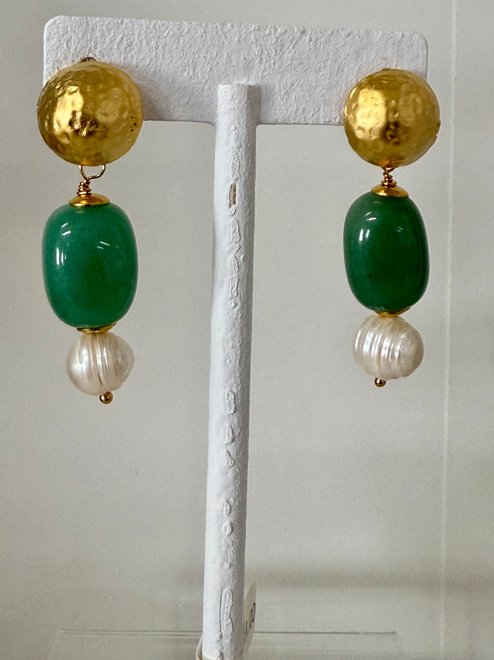 Thumbnail: Aventurine and pearl drop earrings 