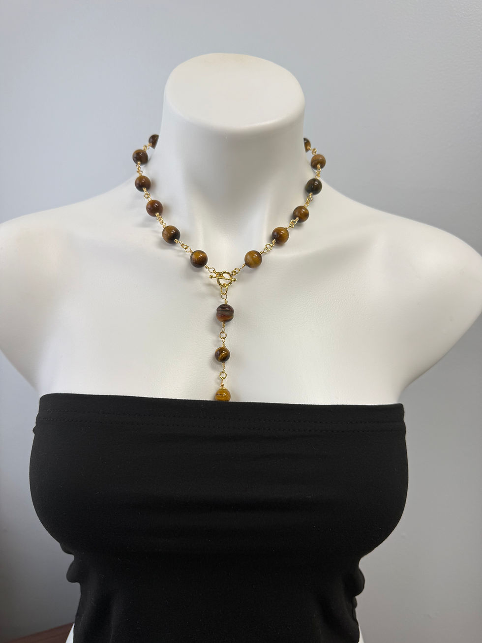 Thumbnail: Tiger Eye Lariat Y Necklace 