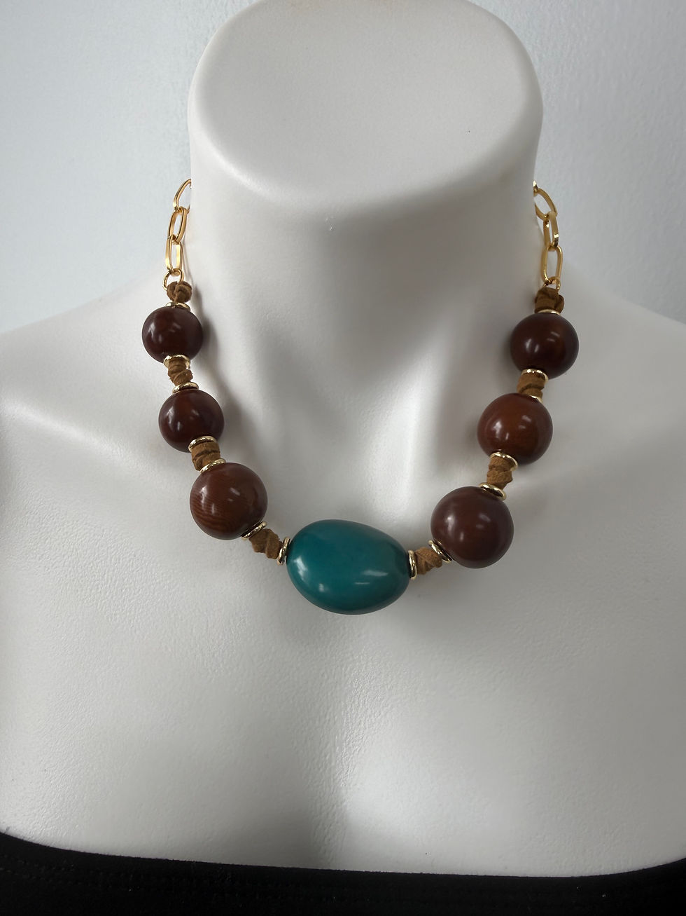 Thumbnail: Tagua and Suede Statement necklace 