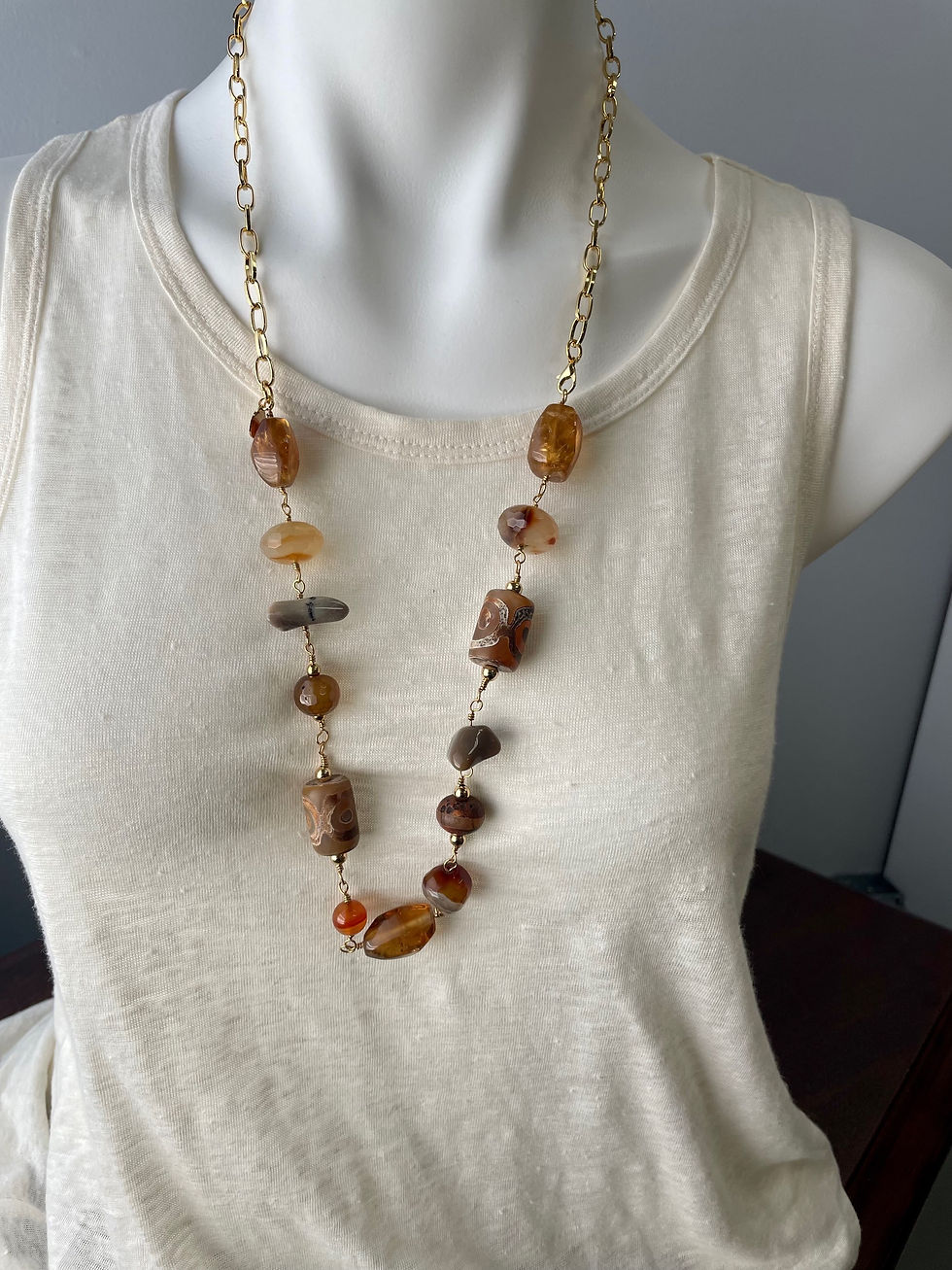 Thumbnail: Multi gemstones with paperclip chain 