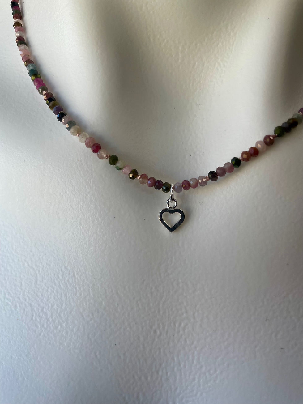 Thumbnail: Tourmaline with silver heart necklace 