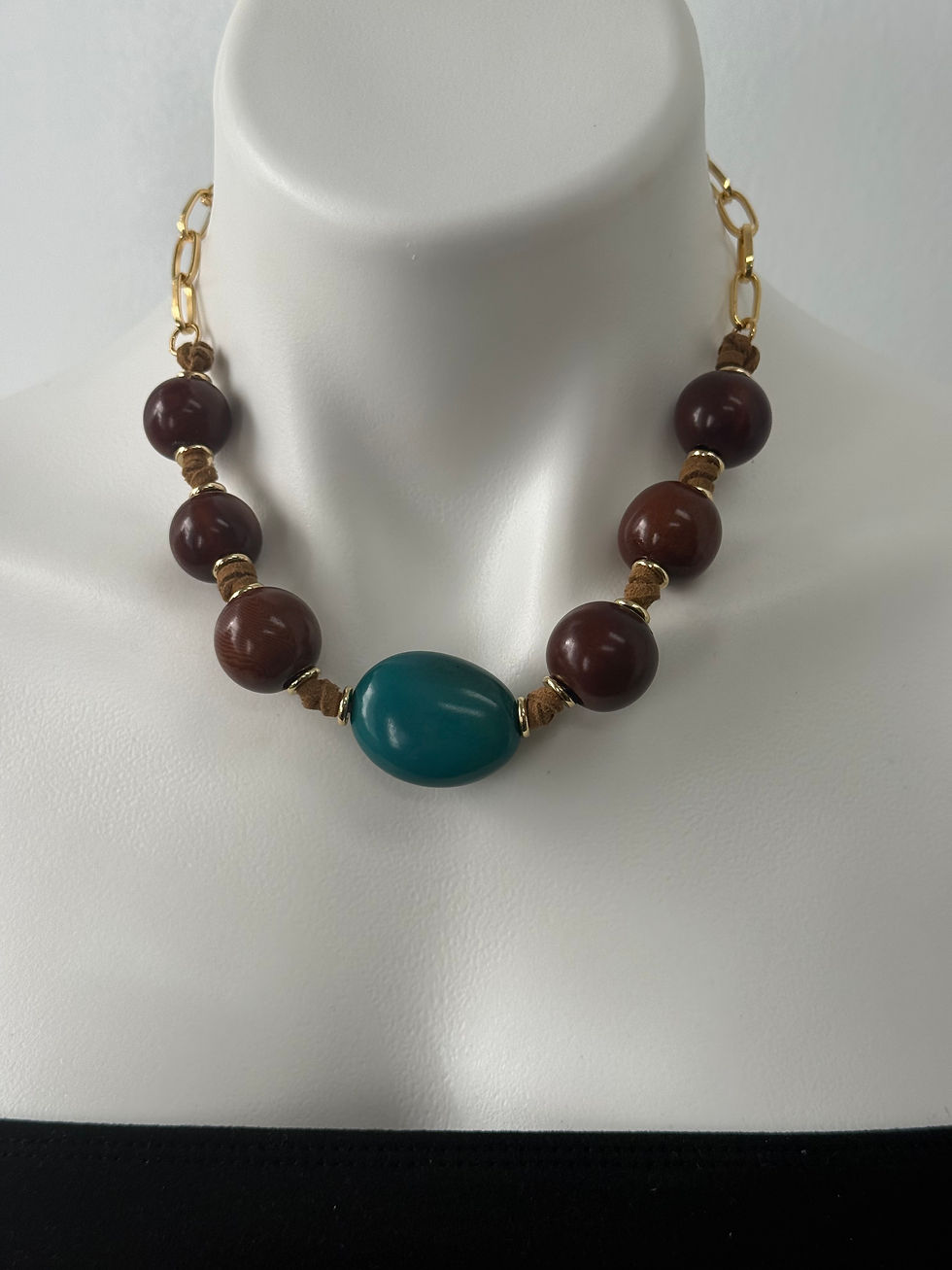 Thumbnail: Tagua and Suede Statement necklace 
