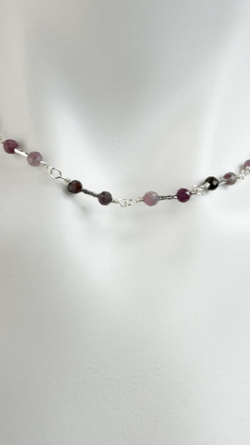 Thumbnail: Mini Tourmaline and silver Paperclip necklace with accent Freshwater Pearl