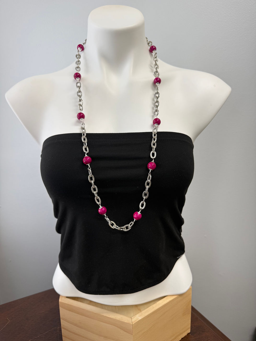 Thumbnail: Fuchsia Radiance Long chain necklace 