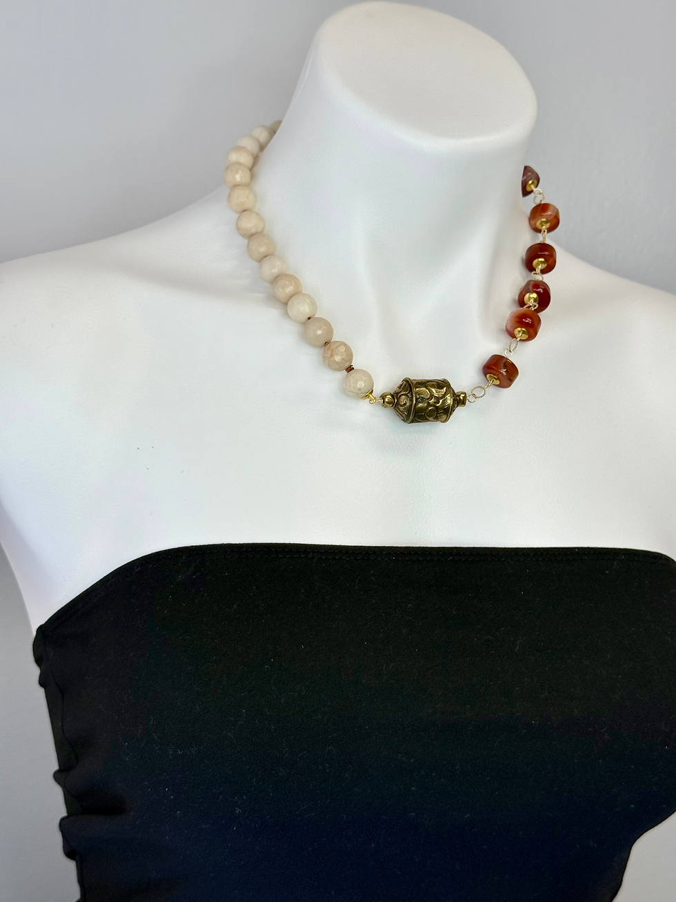 Carnelian Vintage bronze pendant necklace
