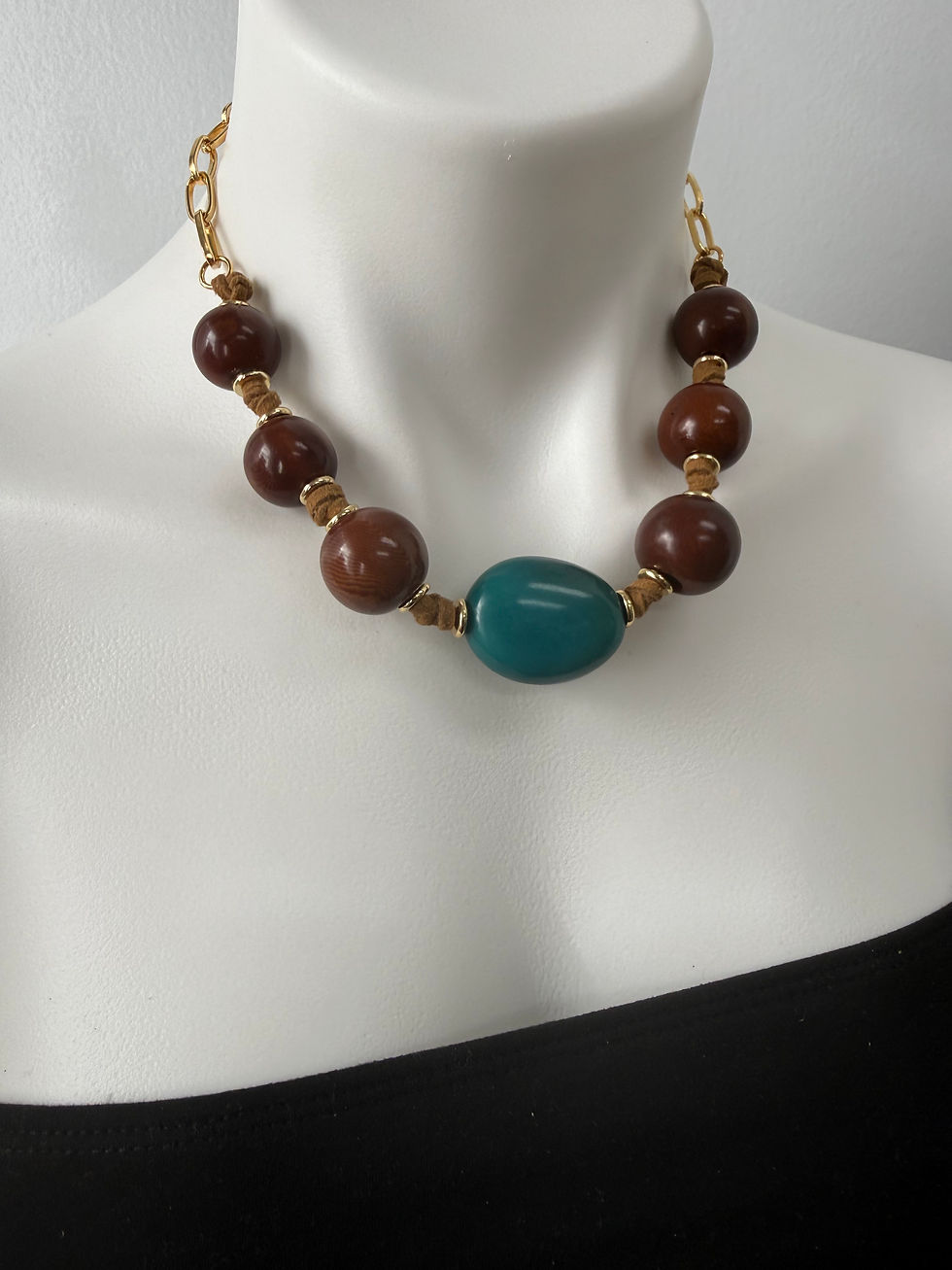 Thumbnail: Tagua and Suede Statement necklace 