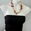 Thumbnail: Coral, Pearls and Brass inlay beads long necklace 