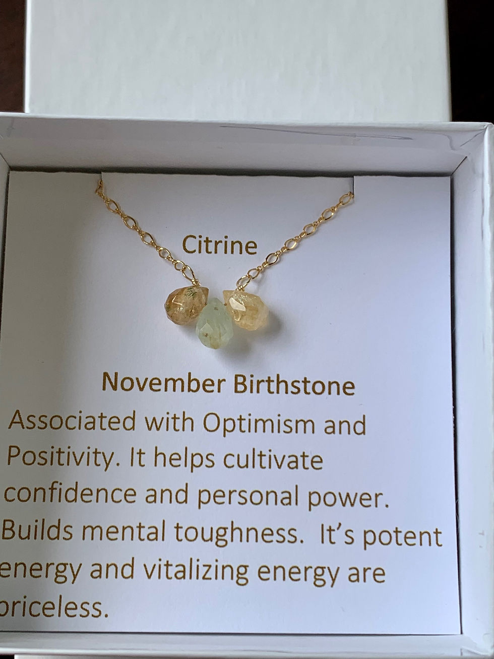 Thumbnail: Citrine and gold filled chain necklace 