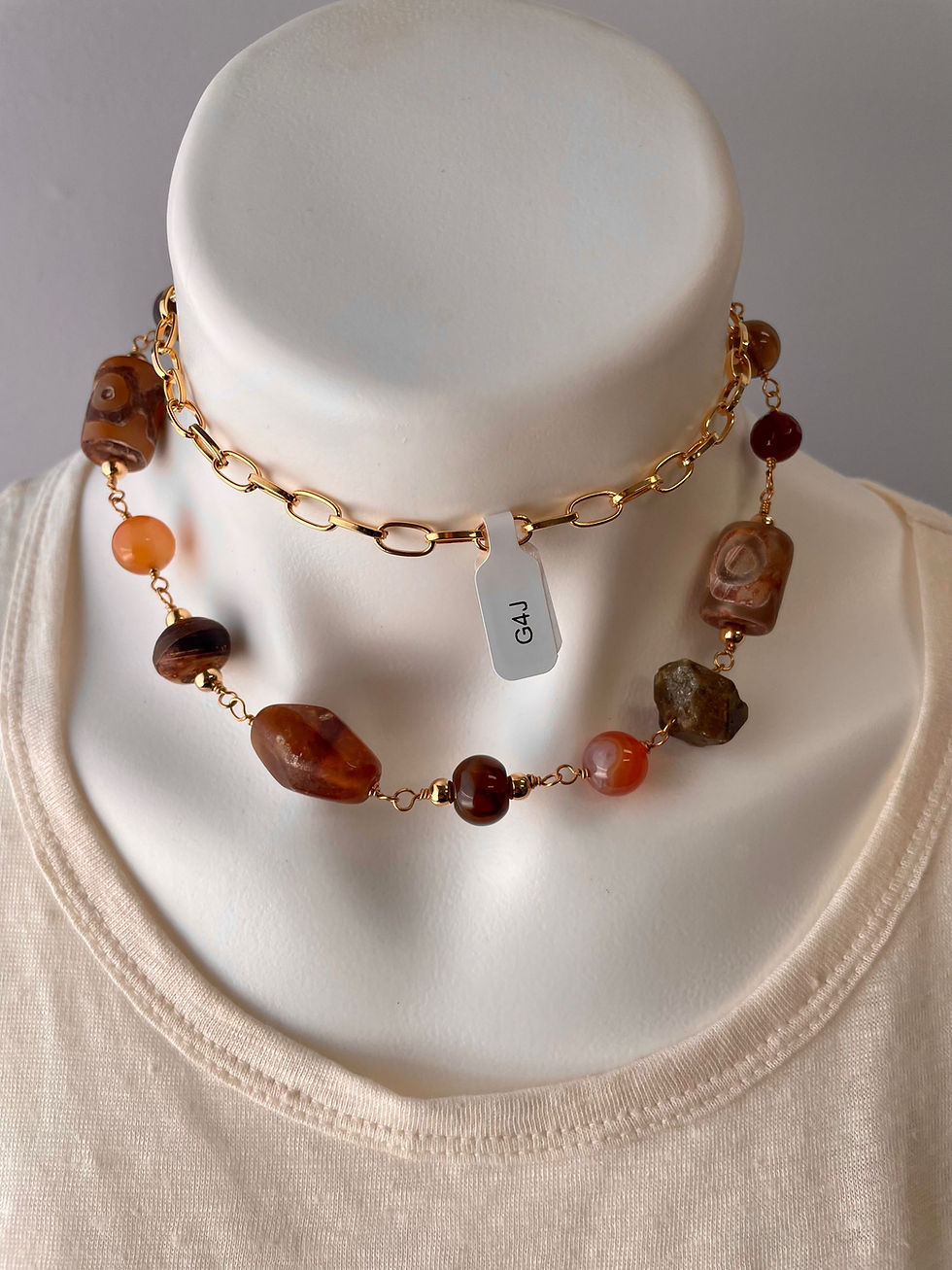 Thumbnail: Multi gemstones and paperclip chain