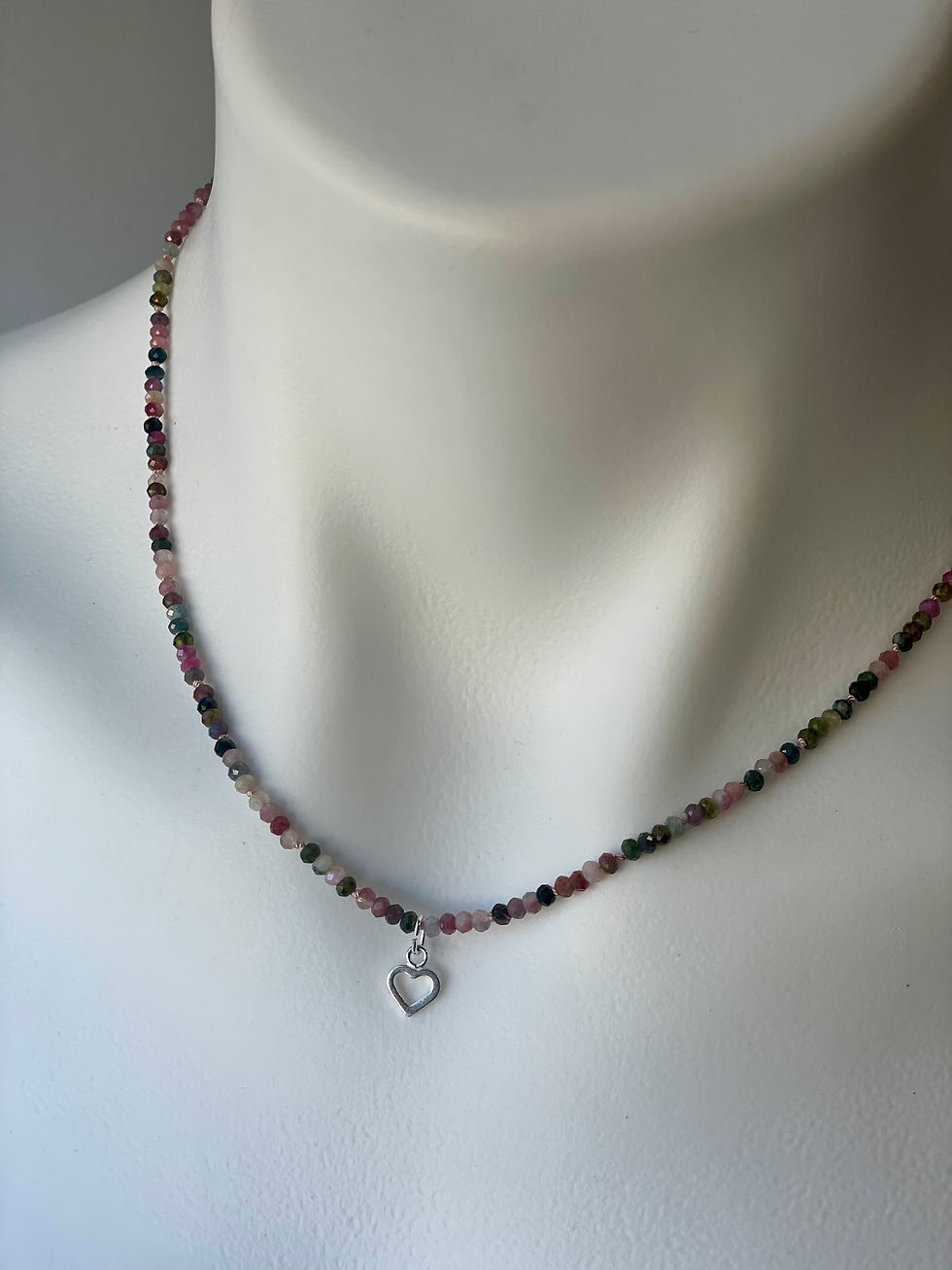 Thumbnail: Tourmaline with silver heart necklace 