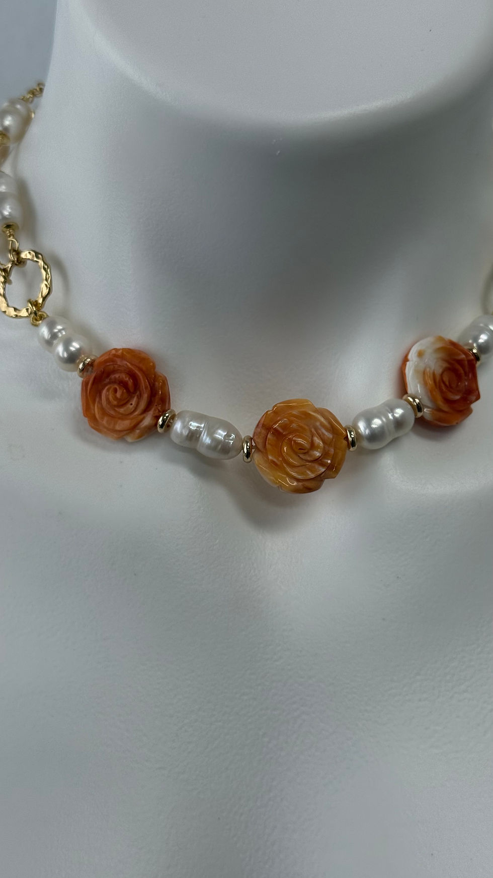 Thumbnail: Spiny Oyster Rose Collection with Peanut Pearls & Gold Chain
