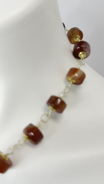 Thumbnail: Carnelian Vintage bronze pendant necklace