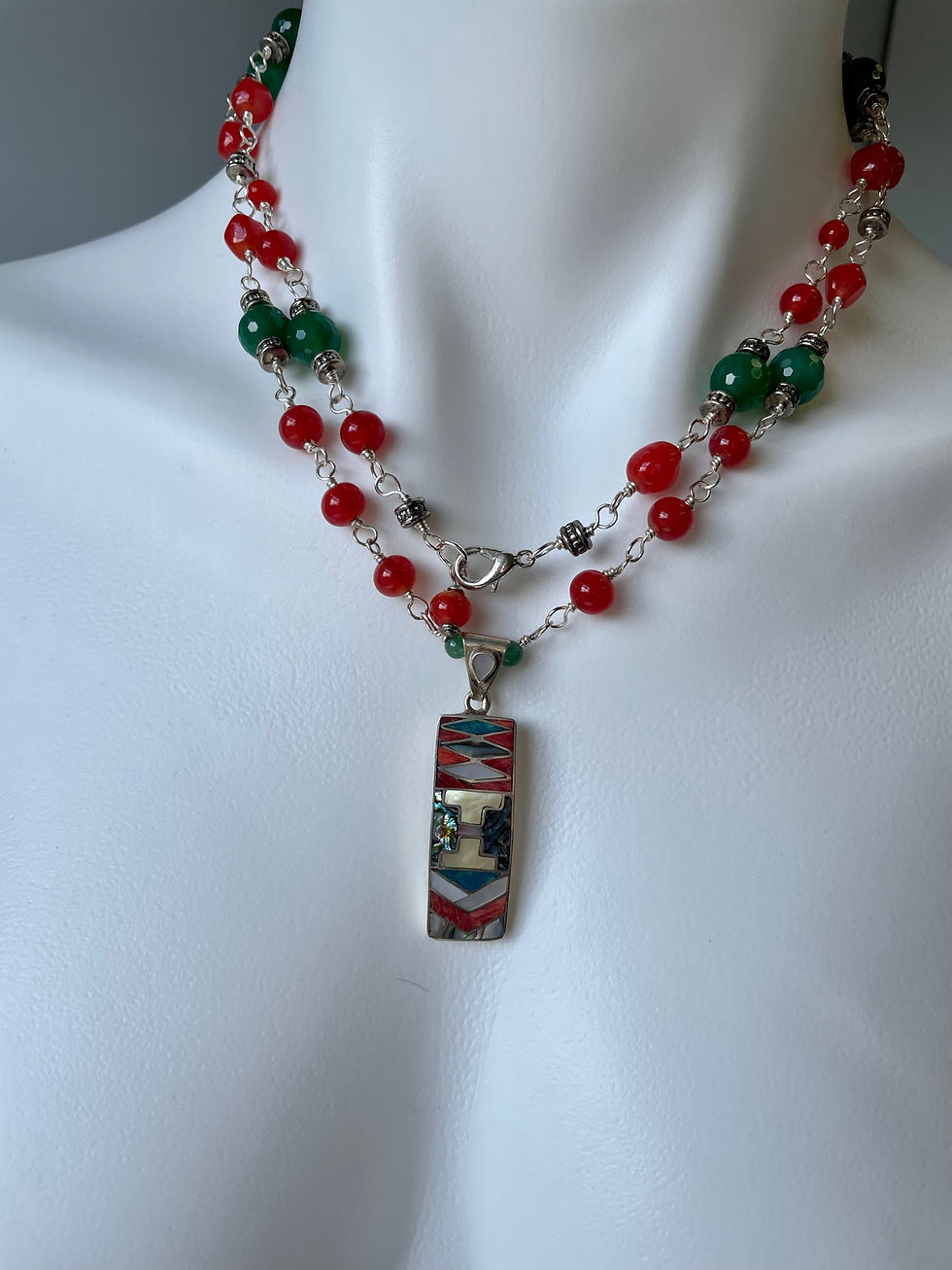 Thumbnail: Carnelian and Quartz long necklace with pendant