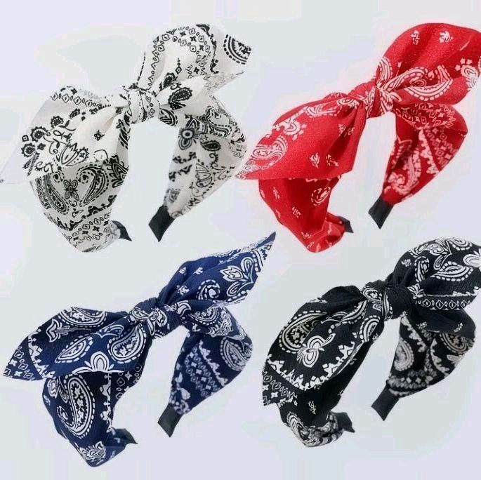 Thumbnail: Vintage Paisley Bow Headband for Women | Adjustable Wire Hair Band 